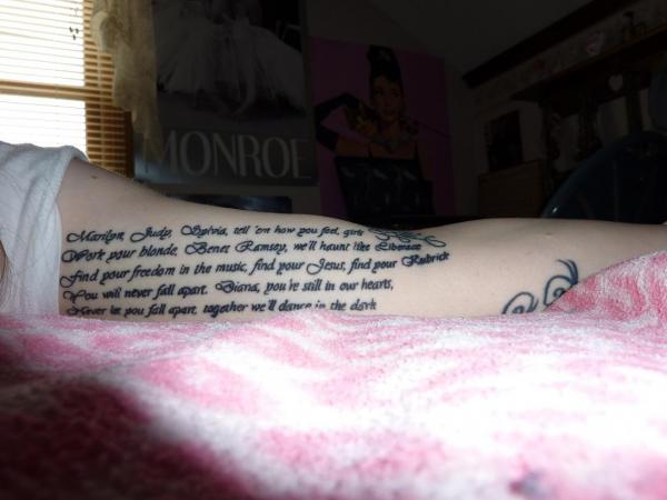 My Gaga tattoo - lyrics from Dance in the Dark